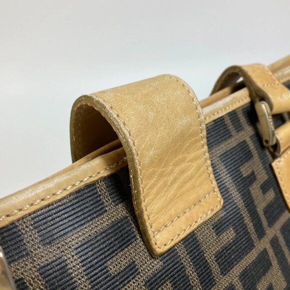 FENDI Zucca pattern Bucket type Tote Bag PVC/Leather Brown - Picture 9 of 12